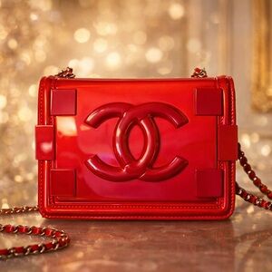 CHANEL MINI QUILTED PATENT LEATHER BOY GLOSSY BRICK RED FLAP BAG